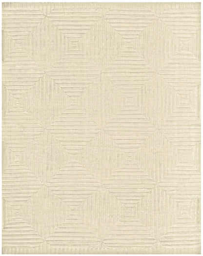 4 x 6 Ivory Wool Geometric Hand Knotted Rug