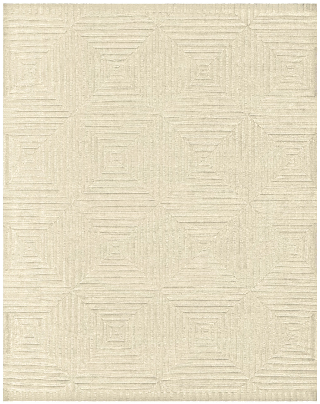 4 x 6 Ivory Wool Geometric Hand Knotted Rug
