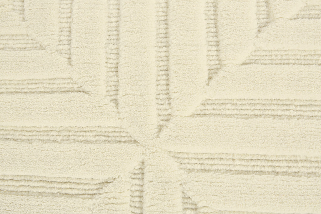 4 x 6 Ivory Wool Geometric Hand Knotted Rug