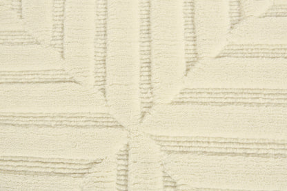 4 x 6 Ivory Wool Geometric Hand Knotted Rug