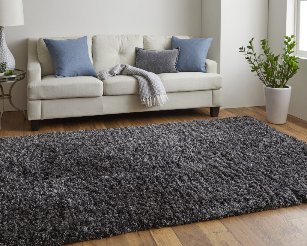 9 x 12 Black Shag Hand Tufted Rug