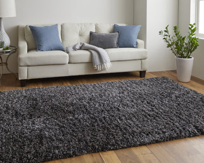 9 x 12 Black Shag Hand Tufted Rug