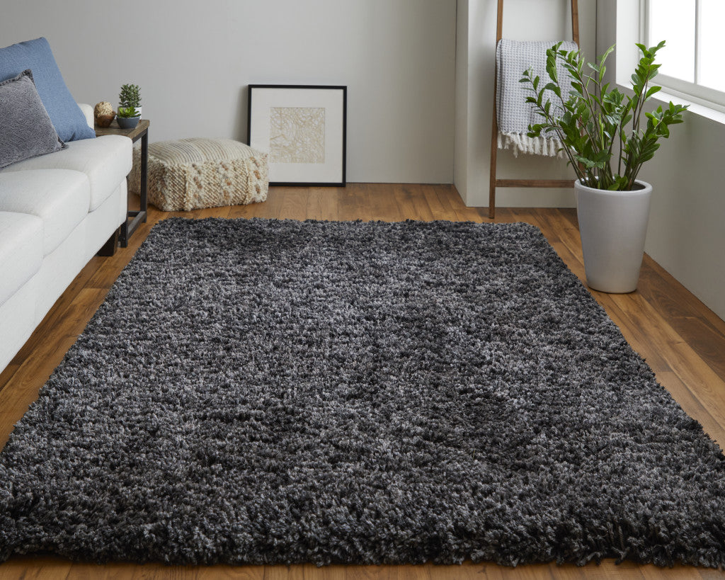 9 x 12 Black Shag Hand Tufted Rug