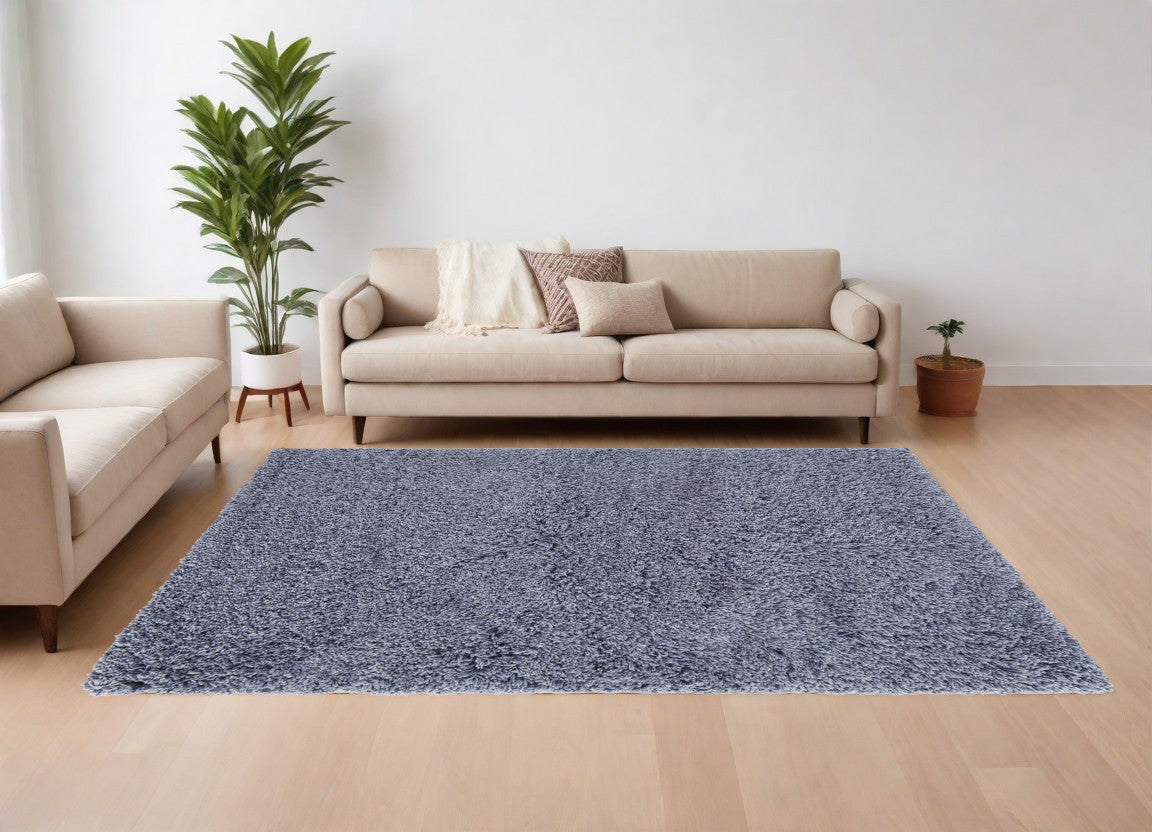 8 x 10 Blue Shag Hand Tufted Rug