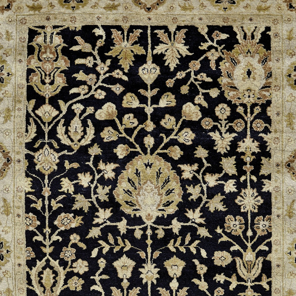 8 x 10 Black Wool Oriental Hand Knotted Rug