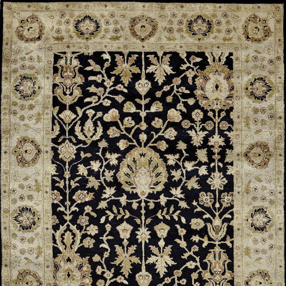 8 x 10 Black Wool Oriental Hand Knotted Rug
