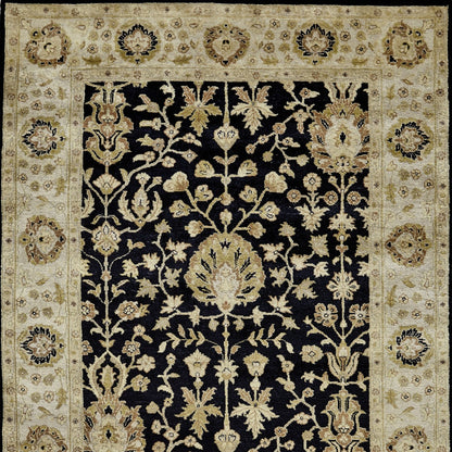 8 x 10 Black Wool Oriental Hand Knotted Rug