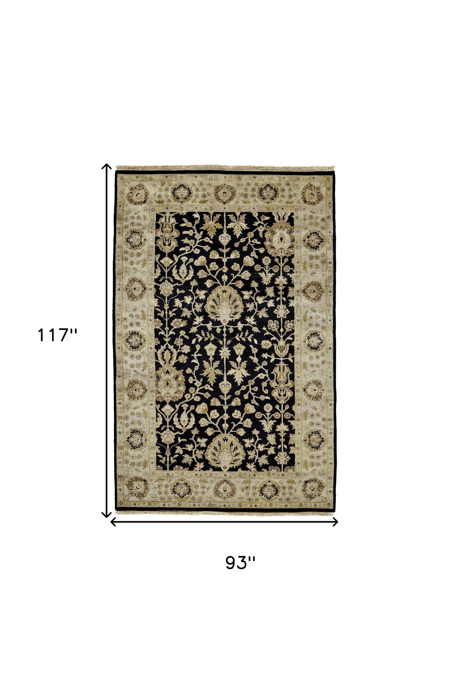 8 x 10 Black Wool Oriental Hand Knotted Rug