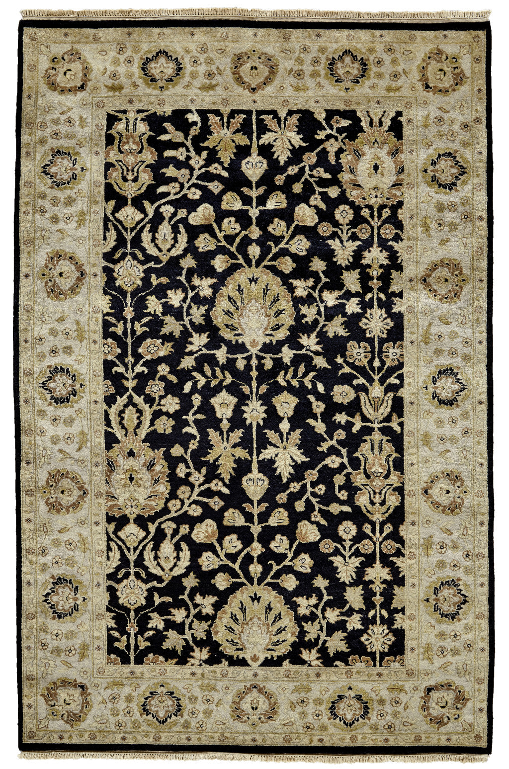 8 x 10 Black Wool Oriental Hand Knotted Rug