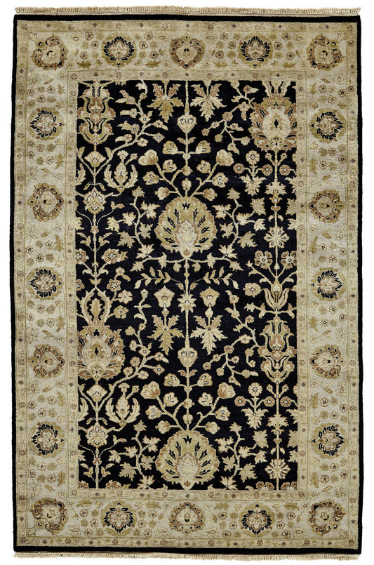 8 x 10 Black Wool Oriental Hand Knotted Rug