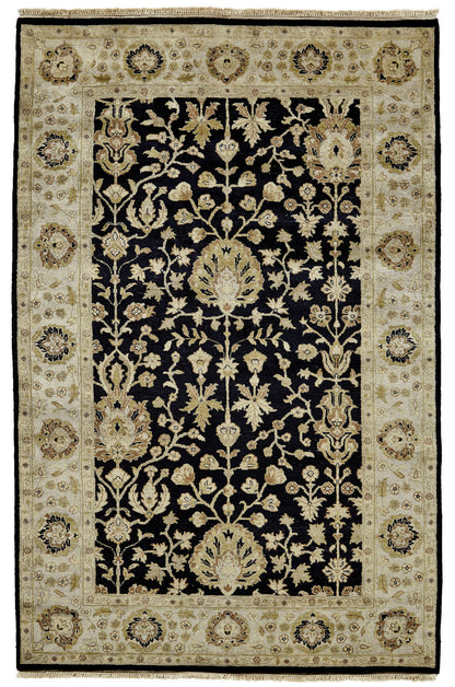 8 x 10 Black Wool Oriental Hand Knotted Rug