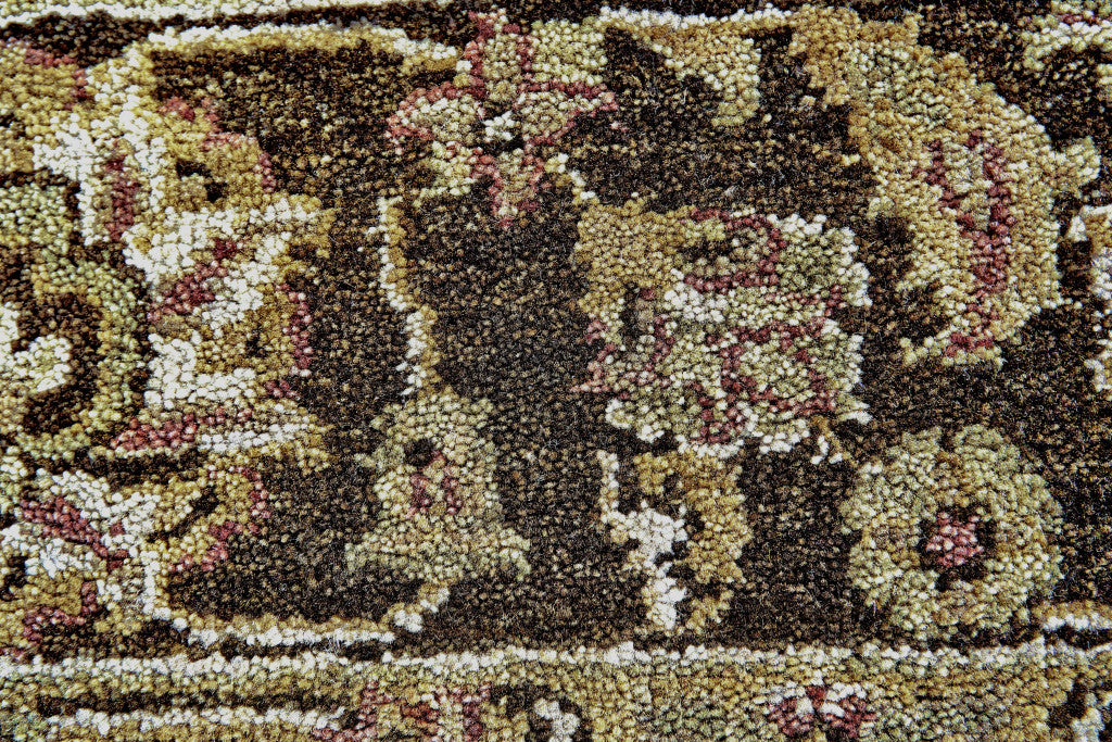 4 x 6 Ivory Brown & Gold Wool Oriental Hand Knotted Rug