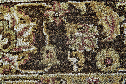 8 x 10 Ivory Brown & Gold Wool Oriental Hand Knotted Rug