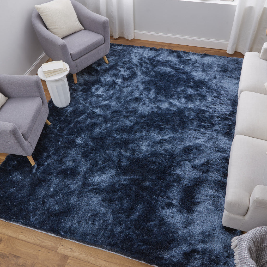 8 x 10 Blue Shag Hand Tufted Rug