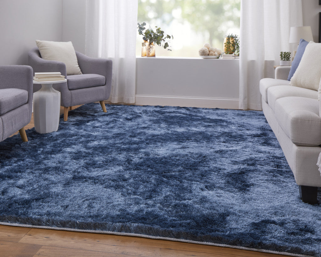 8 x 10 Blue Shag Hand Tufted Rug