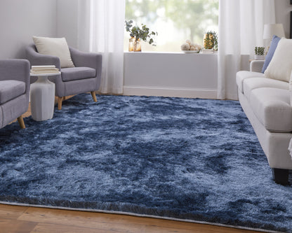 8 x 10 Blue Shag Hand Tufted Rug