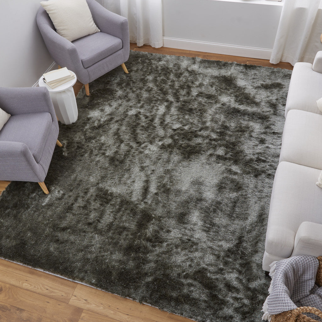 8 x 10 Green Shag Hand Tufted Rug