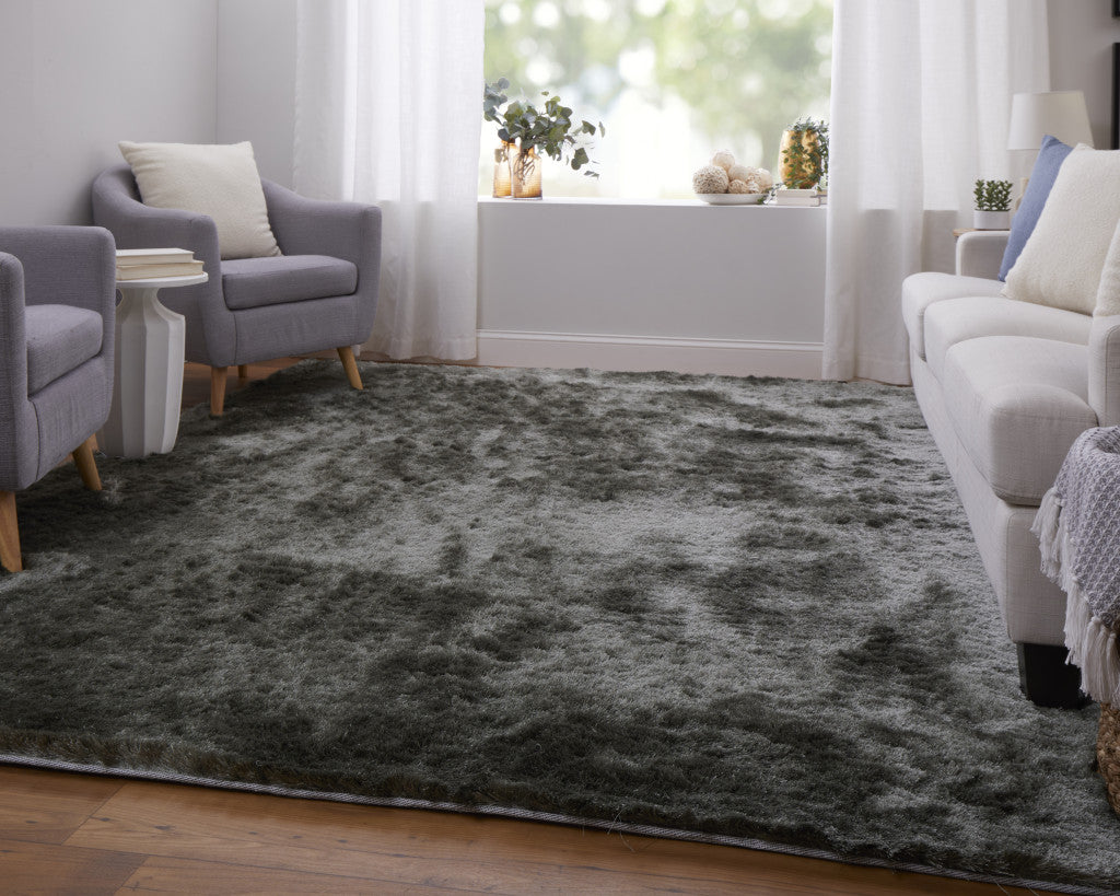 8 x 10 Green Shag Hand Tufted Rug