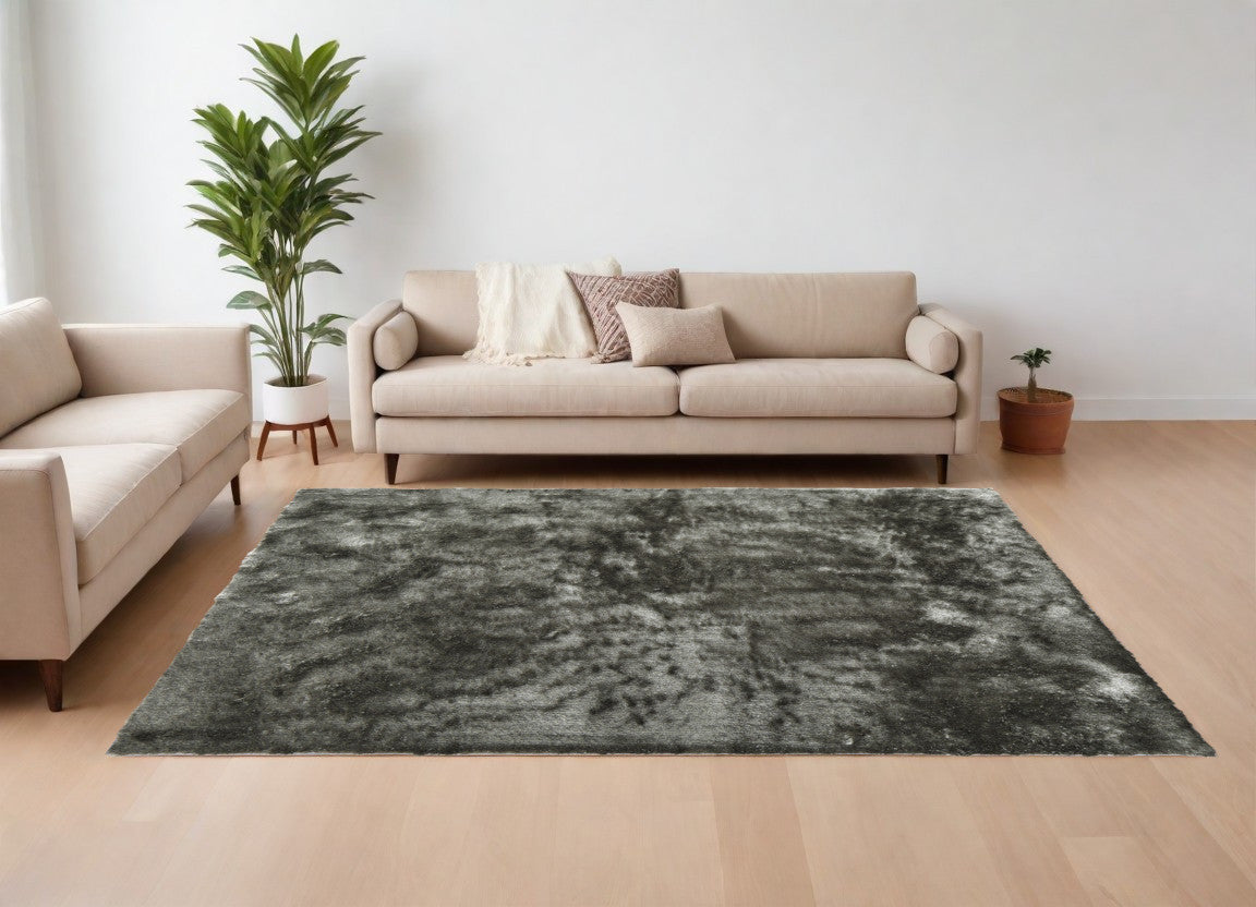 8 x 10 Green Shag Hand Tufted Rug