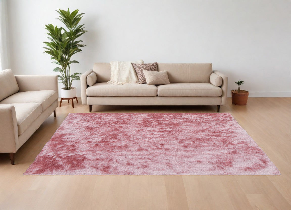 8 x 10 Pink Shag Hand Tufted Rug
