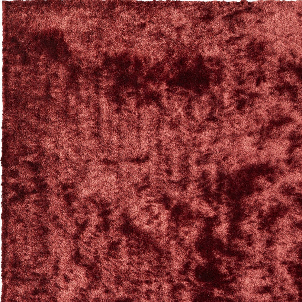 8 x 10 Red Shag Hand Tufted Rug