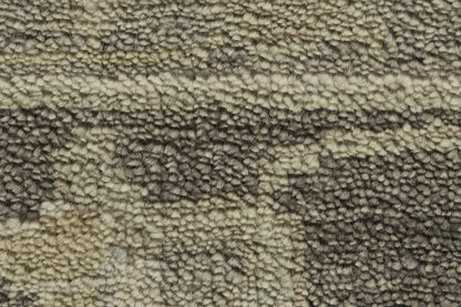 8 x 10 Taupe & Gray Wool Floral Hand Knotted Rug