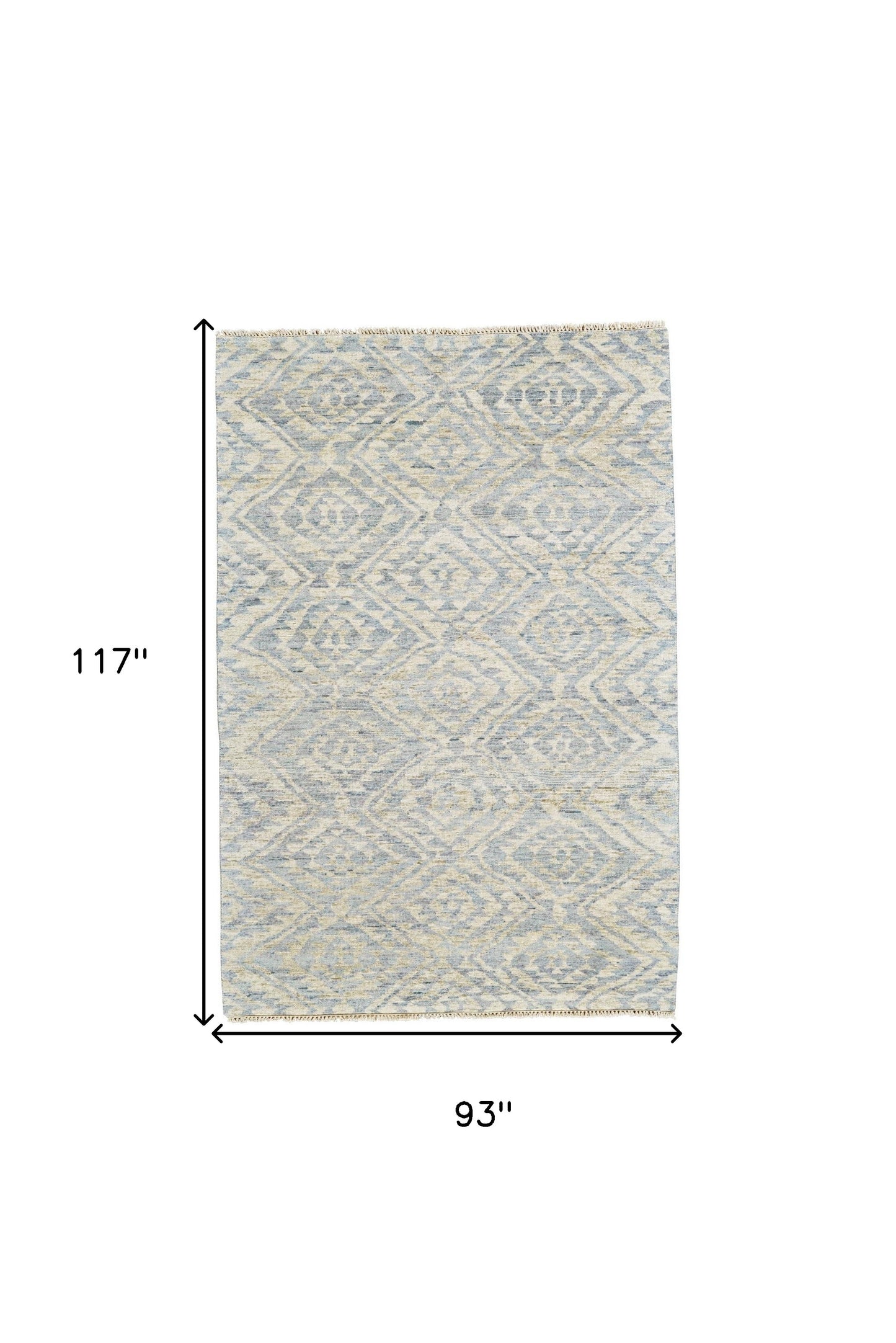 8 x 10 Gray & Ivory Wool Southwestern Hand Knotted Rug