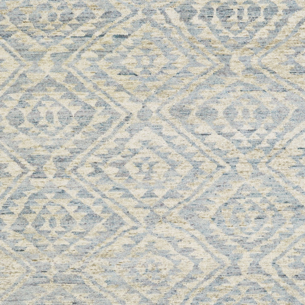 8 x 10 Gray & Ivory Wool Southwestern Hand Knotted Rug
