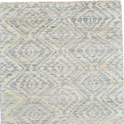 8 x 10 Gray & Ivory Wool Southwestern Hand Knotted Rug