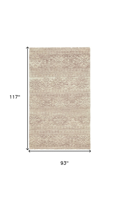 8 x 10 Brown & Tan Wool Southwestern Hand Knotted Rug