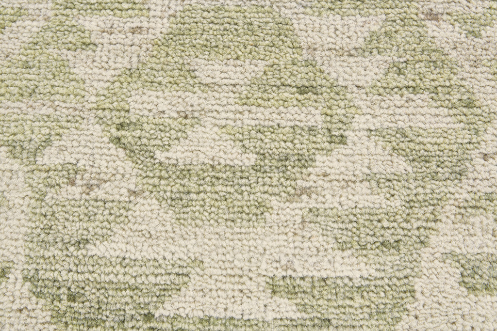 8 x 10 Green & Ivory Wool Southwestern Hand Knotted Rug