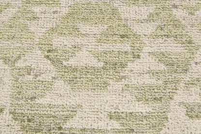8 x 10 Green & Ivory Wool Southwestern Hand Knotted Rug