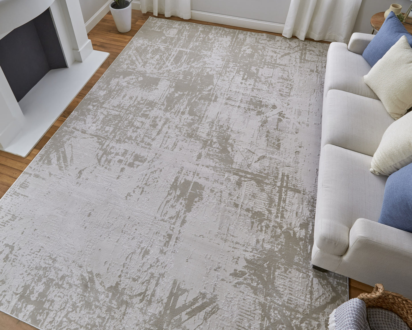10 x 13 Taupe & Ivory Power Loom Rug