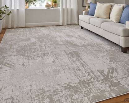 10 x 13 Taupe & Ivory Power Loom Rug