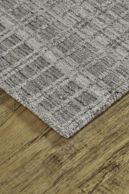 7 x 9 Gray & Ivory Geometric Hand Woven Rug