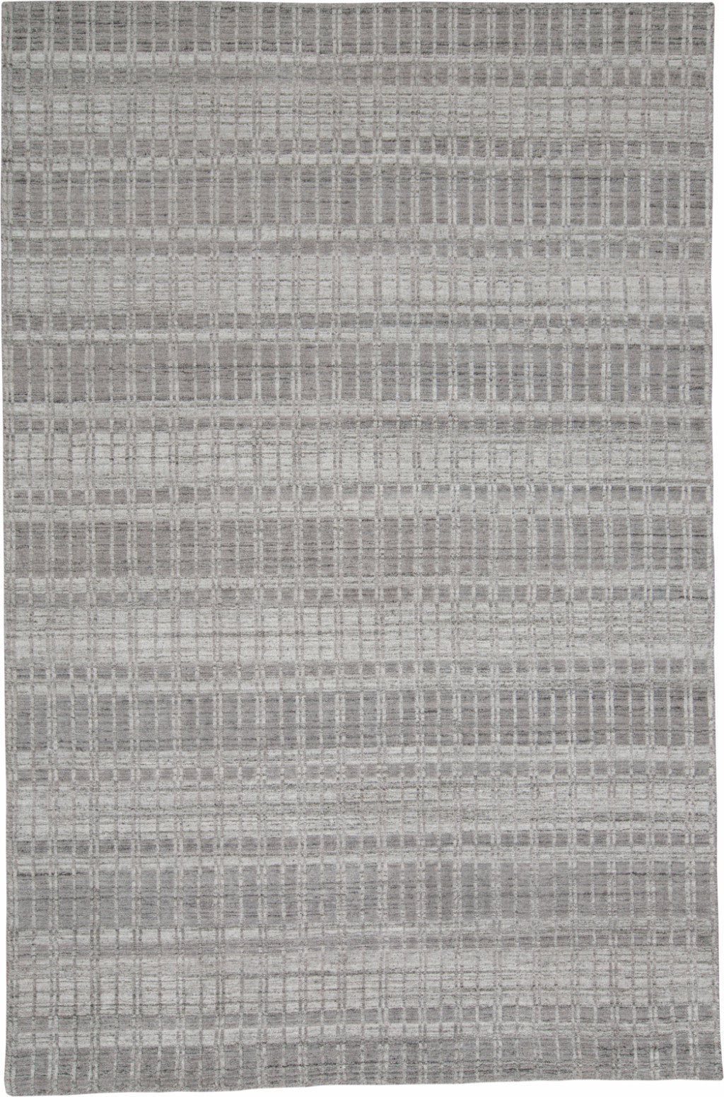 7 x 9 Gray & Ivory Geometric Hand Woven Rug