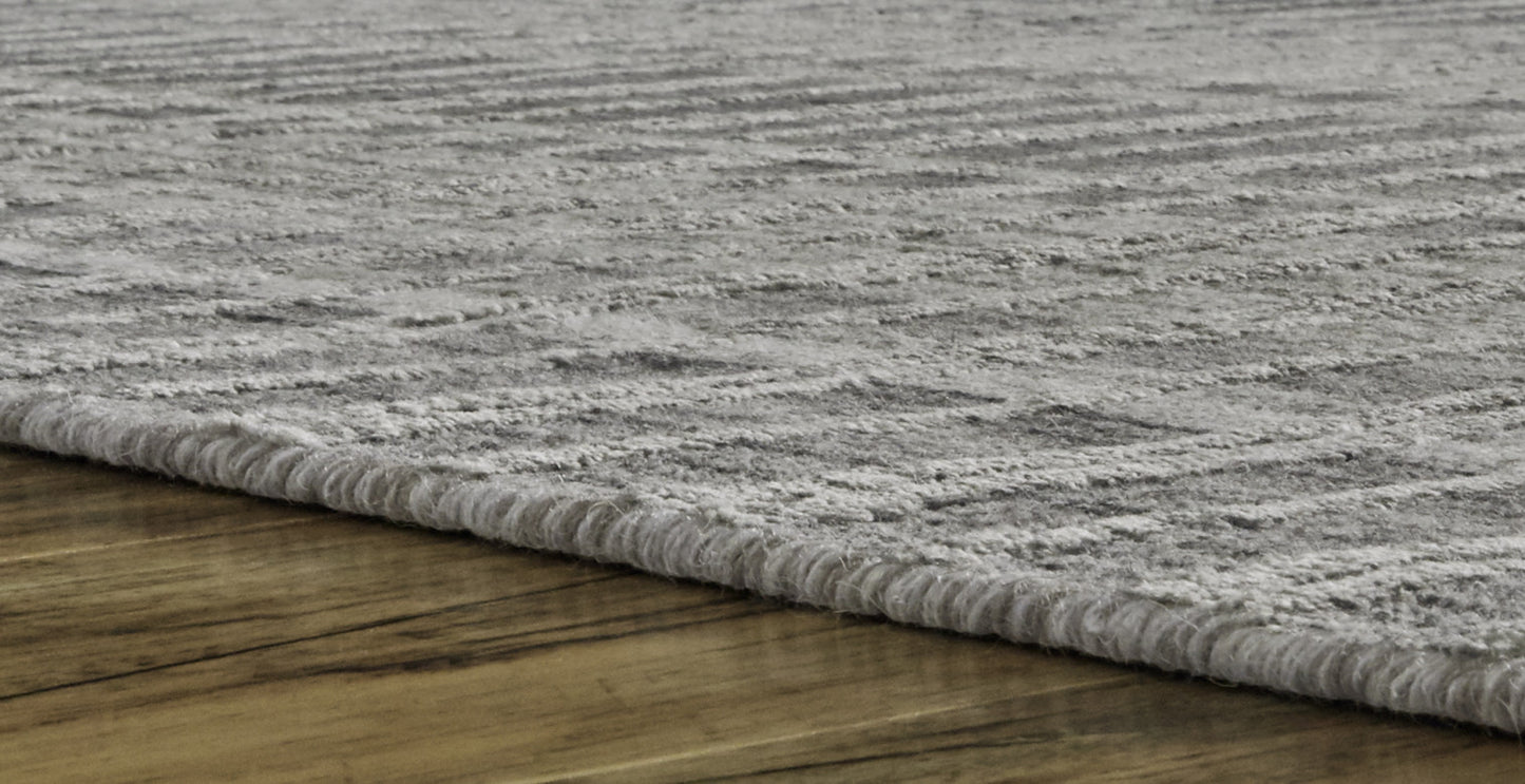7 x 9 Gray & Ivory Geometric Hand Woven Rug