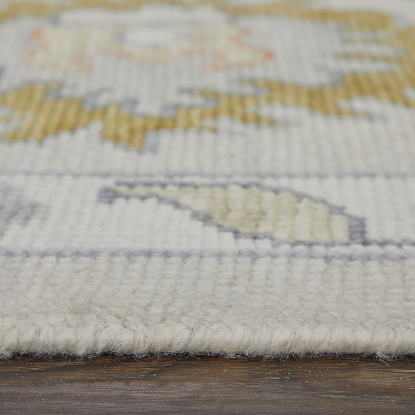12 x 15 Gray Ivory & Gold Wool Floral Hand Knotted Rug With Fringe