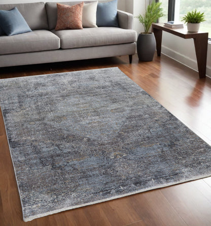 5 x 7 Gray & Silver Power Loom Rug