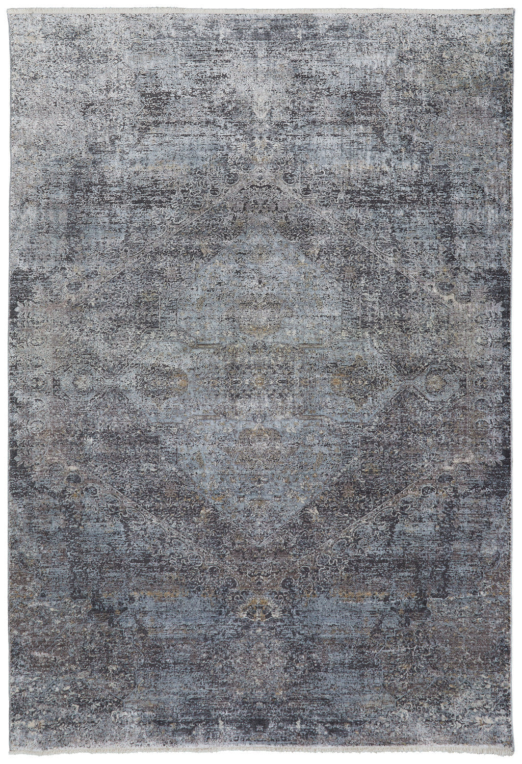 5 x 7 Gray & Silver Power Loom Rug
