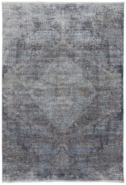5 x 7 Gray & Silver Power Loom Rug