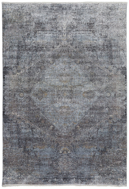 5 x 7 Gray & Silver Power Loom Rug