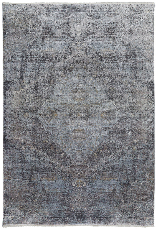 5 x 7 Gray & Silver Power Loom Rug