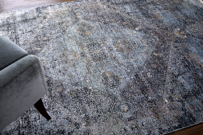 5 x 7 Gray & Silver Power Loom Rug
