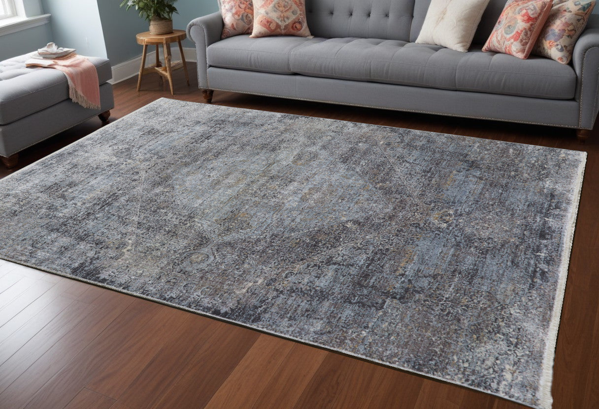 8 x 10 Gray & Silver Power Loom Rug