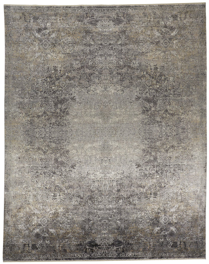 5 x 7 Tan & Gray Oriental Power Loom Rug
