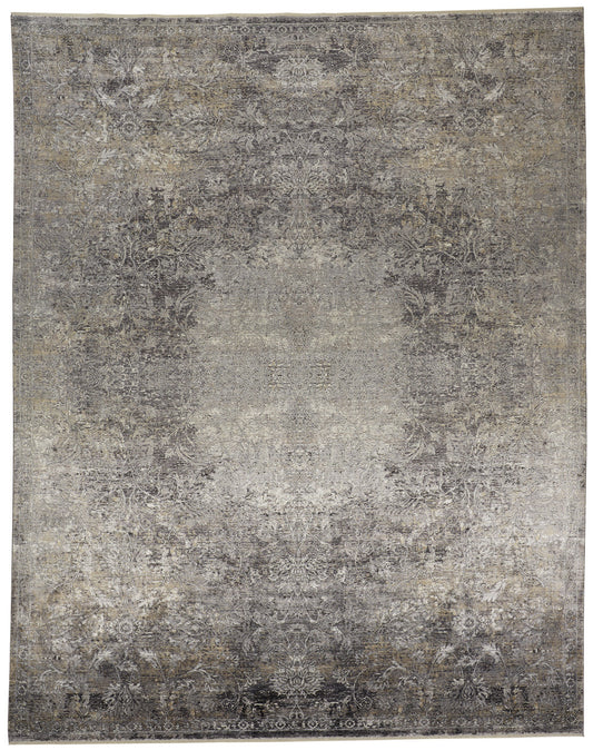 5 x 7 Tan & Gray Oriental Power Loom Rug