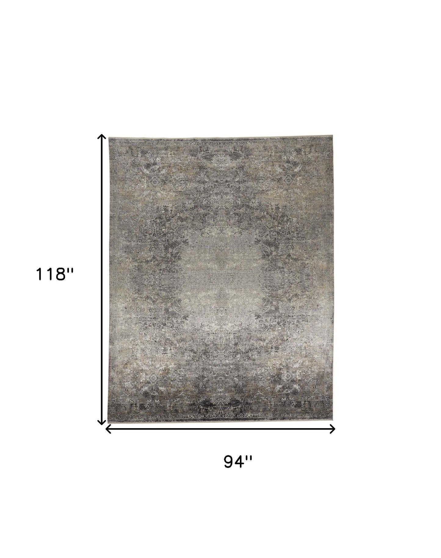 8 x 10 Tan & Gray Oriental Power Loom Rug