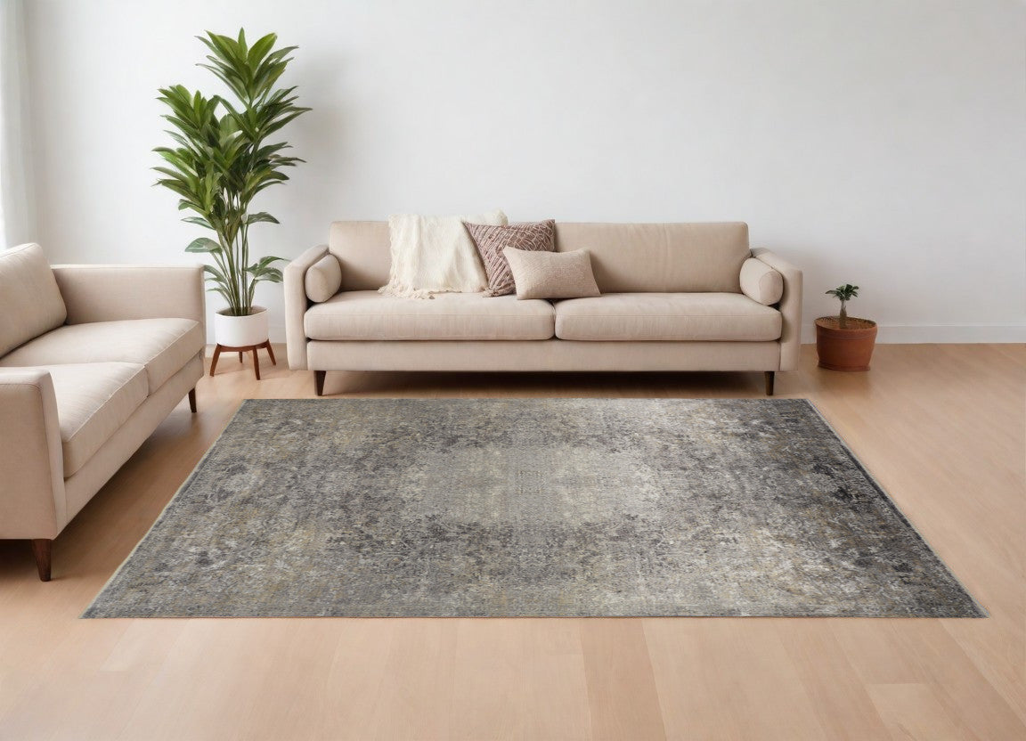 12 x 15 Tan & Gray Oriental Power Loom Rug