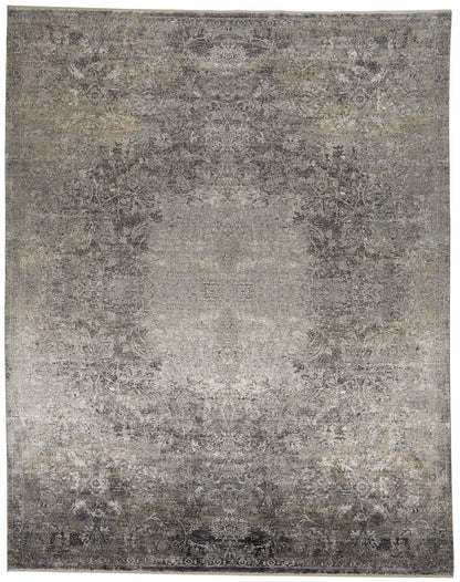 12 x 15 Tan & Gray Oriental Power Loom Rug